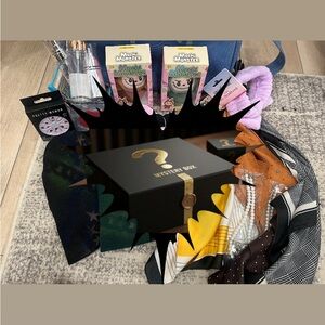 Blue Handbag with Accessories